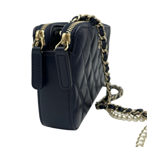 【中古】 CHANEL シャネル CHAINWALLET チェーンウォレット 24番(2017年) ブルー ラムスキン 中古 BLUE LAMBSKIN USED バッグ