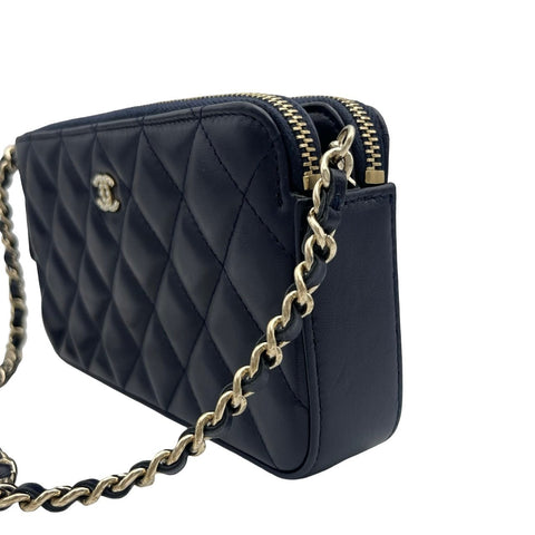 【中古】 CHANEL シャネル CHAINWALLET チェーンウォレット 24番(2017年) ブルー ラムスキン 中古 BLUE LAMBSKIN USED バッグ