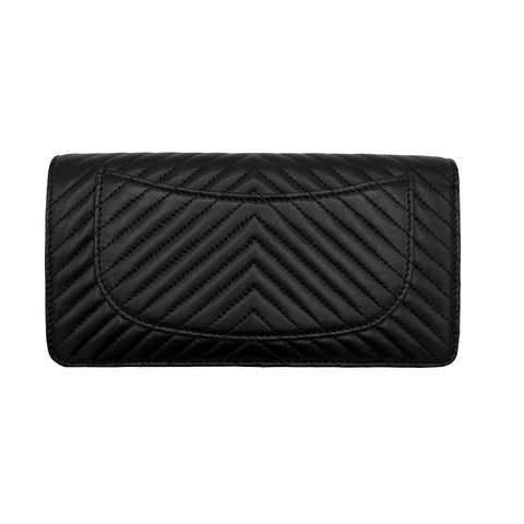 【中古】 CHANEL シャネル SO BLACK V WALLET Vステッチ 長財布 小物 ブラック ラムスキン 中古