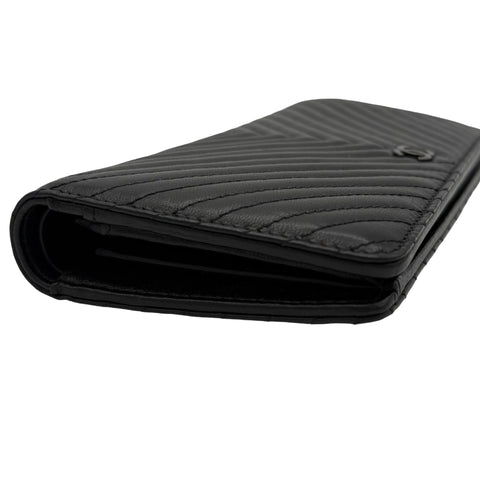 【中古】 CHANEL シャネル SO BLACK V WALLET Vステッチ 長財布 小物 ブラック ラムスキン 中古