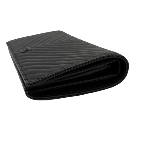 【中古】 CHANEL シャネル SO BLACK V WALLET Vステッチ 長財布 小物 ブラック ラムスキン 中古