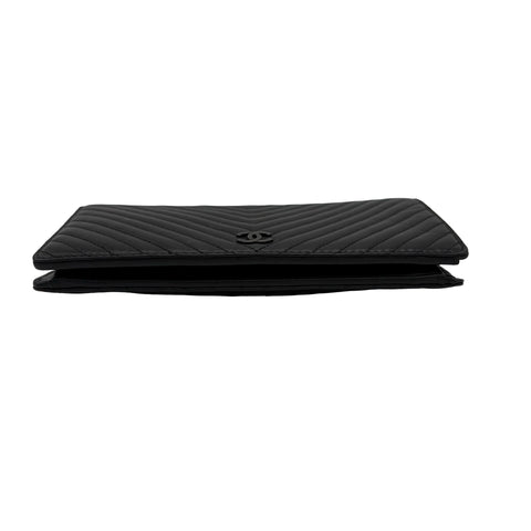 【中古】 CHANEL シャネル SO BLACK V WALLET Vステッチ 長財布 小物 ブラック ラムスキン 中古