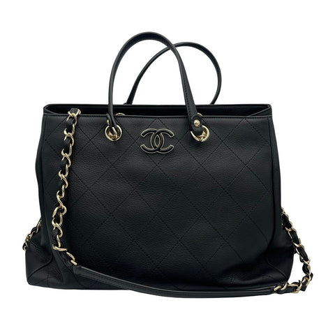 [Used] CHANEL 2WAY TOTE BAG 2WAY Tote Bag 27 series (2018-2019) Black Bullskin BLACK BULLSKIN USED Bag Women's 