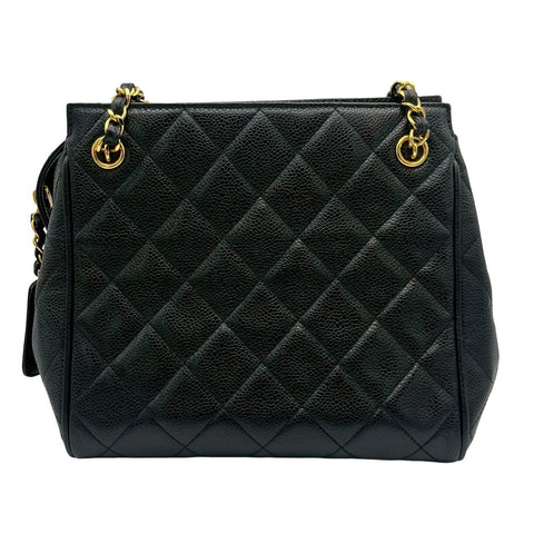 【中古】 CHANEL シャネル VINTAGE CHAINSHOULDER チェーンショルダーバッグ ヴィンテージ 3番台(1995年) ブラック キャビアスキン 中古 USED バッグ