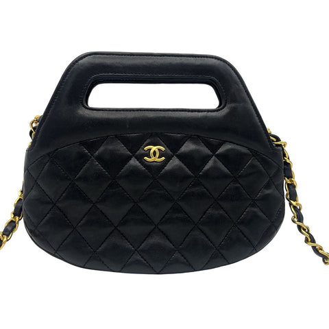 【中古】 CHANEL シャネル VINTAGE CHAINSHOULDERBAG ヴィンテージショルダーバッグ マトラッセ 2WAY  1番台(1990年) ブラック ラムスキン 中古 USED