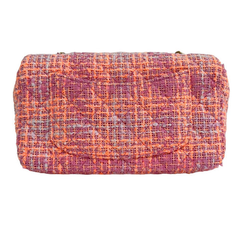 【美品】 CHANEL シャネル MINI MATELASSE ミニマトラッセ ショルダーバッグ ランダム番(2024年) ピンク/オレンジ ツイード 中古 USED バッグ