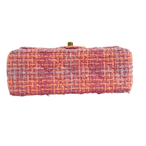 【美品】 CHANEL シャネル MINI MATELASSE ミニマトラッセ ショルダーバッグ ランダム番(2024年) ピンク/オレンジ ツイード 中古 USED バッグ