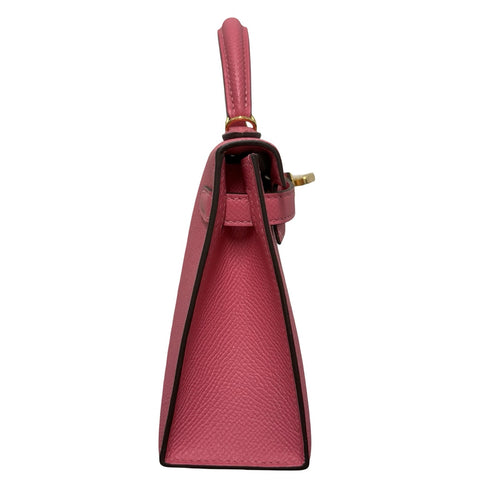 【美品】 Hermes エルメス MINI KELLY ミニケリー ハンドバッグ Ｄ刻 (2019年) ローズリップスティック エプソン 中古 USED バッグ