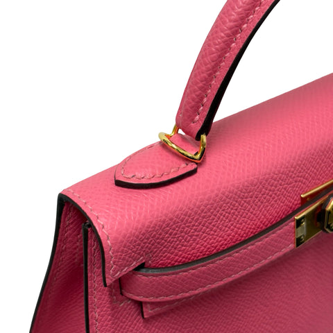 【美品】 Hermes エルメス MINI KELLY ミニケリー ハンドバッグ Ｄ刻 (2019年) ローズリップスティック エプソン 中古 USED バッグ