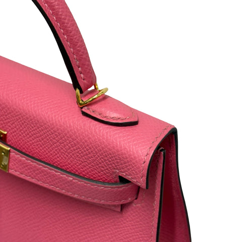 【美品】 Hermes エルメス MINI KELLY ミニケリー ハンドバッグ Ｄ刻 (2019年) ローズリップスティック エプソン 中古 USED バッグ