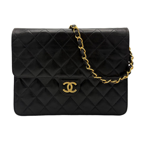 【中古】 CHANEL シャネル PUSHLOCKSHOULDERBAG プッシュロック ショルダーバッグ 5番台(1999‐2000年) ブラック ラムスキン 中古 USED バッグ