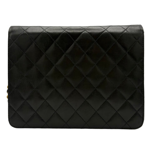 【中古】 CHANEL シャネル PUSHLOCKSHOULDERBAG プッシュロック ショルダーバッグ 5番台(1999‐2000年) ブラック ラムスキン 中古 USED バッグ