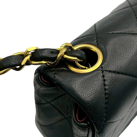 【中古】 CHANEL シャネル VINTAGE MINI MATELASSE ヴィンテージミニマトラッセ ショルダーバッグ 1番台(1990年) ブラック ラムスキン ヴィンテージ 中古 USED バッグ