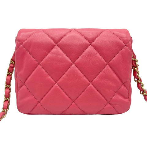 【美品】 CHANEL シャネル MINIFLAPBAG ミニフラップ ショルダーバッグ ランダム番(2021年～) ピンク ラムスキン ハート 中古 USED バッグ