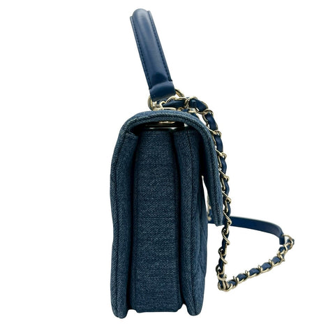 【中古】 CHANEL シャネル DENIM HANDLEBAG デニムハンドルバッグ ショルダーバッグ 25番台(2017-2018年) ブルー デニム 中古 USED バッグ