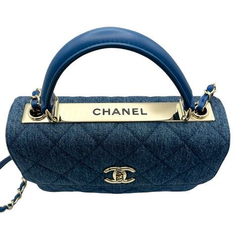 【中古】 CHANEL シャネル DENIM HANDLEBAG デニムハンドルバッグ ショルダーバッグ 25番台(2017-2018年) ブルー デニム 中古 USED バッグ