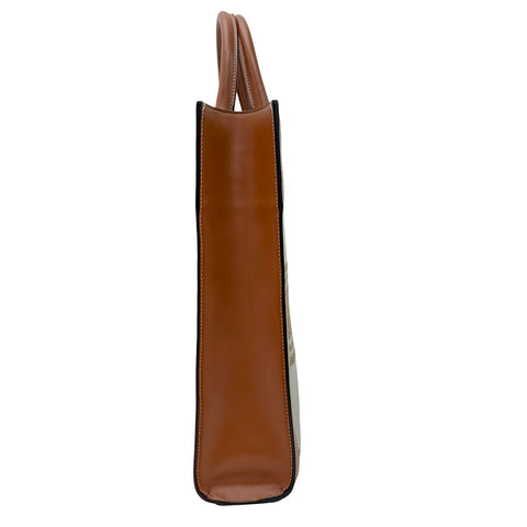 【美品】 CELINE セリーヌ SMALL VERTICAL CABAS スモール バーティカル カバ ショルダーバッグ トートバッグ ブラウン/ベージュ カーフ/キャンバス 中古 USED バッグ