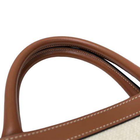 【美品】 CELINE セリーヌ SMALL VERTICAL CABAS スモール バーティカル カバ ショルダーバッグ トートバッグ ブラウン/ベージュ カーフ/キャンバス 中古 USED バッグ
