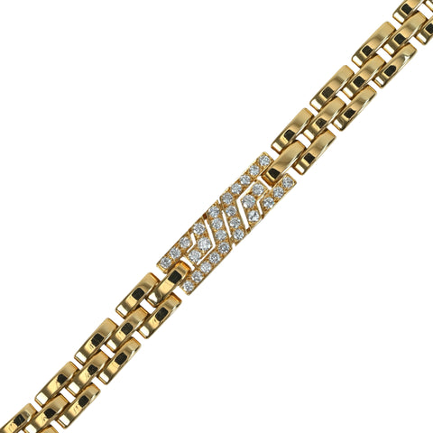 【中古】CARTIER カルティエ K18YG DIAMOND BRACELET マイヨンパンテールブレスレット 3ロウ 37.7g