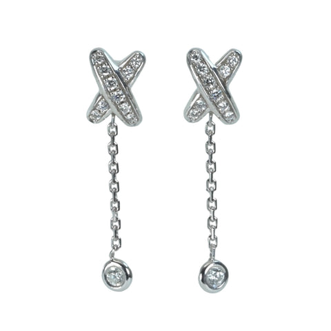 【中古】CHAUMET ショーメ K18WG DIAMOND EARRING ジュ ドゥ リアン ダイヤモンドピアス 2.6ｇ