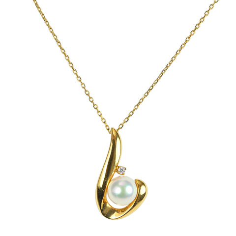 【中古】MIKIMOTO ミキモト K18YG Akoya Pearl アコヤパールネックレス P6.8mm 39.5cm 3.1g