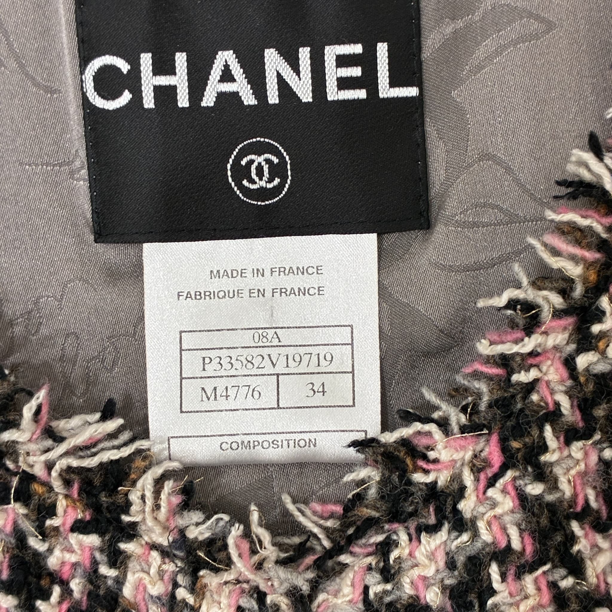 中古】 CHANEL シャネル JACKET ツイードノーカラージャケット 34 USED