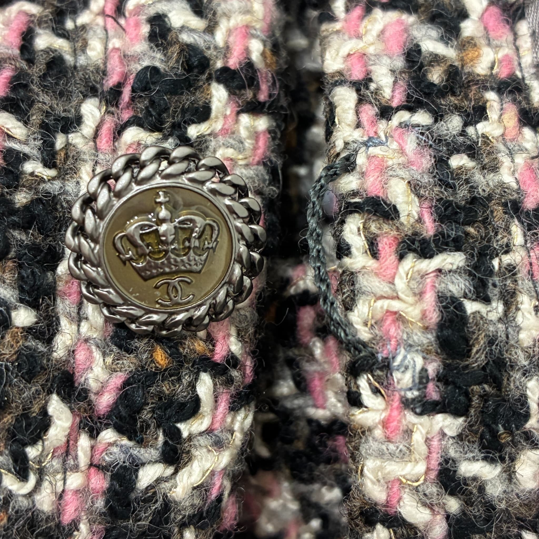 中古】 CHANEL シャネル JACKET ツイードノーカラージャケット 34 USED