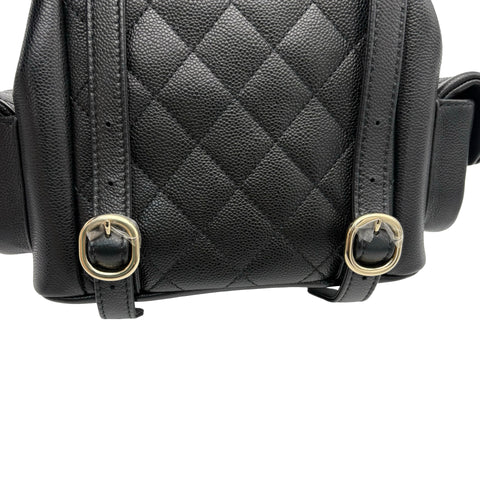 【未使用】 CHANEL シャネル SMALLBACKPACK マトラッセ スモールバックパック バックパック プレート(2021年～) ブラック キャビアスキン 未使用 NEW バッグ