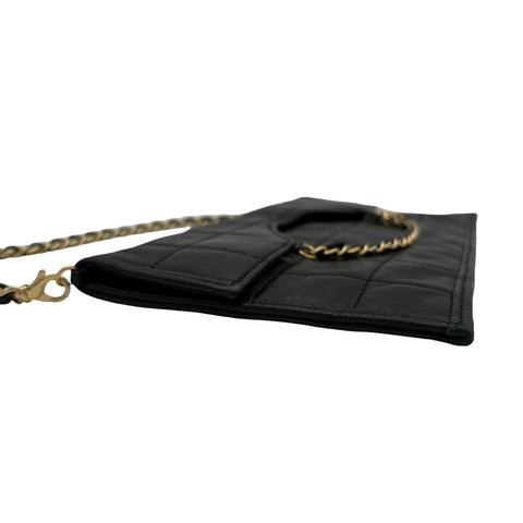 【中古】 CHANEL シャネル CHAINSHOULDERBAG チョコバー チェーンショルダー シリアルシールなし ブラック ラムスキン 中古 USED バッグ