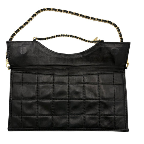【中古】 CHANEL シャネル CHAINSHOULDERBAG チョコバー チェーンショルダー シリアルシールなし ブラック ラムスキン 中古 USED バッグ