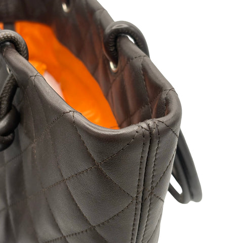 【中古】 CHANEL シャネル CAMBON カンボン トートバッグ 9番台(2004‐2005年) ブラウン レザー 中古 USED バッグ SALE セール