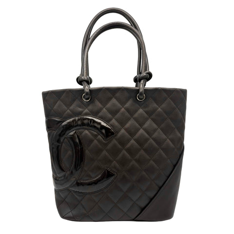 【中古】 CHANEL シャネル CAMBON カンボン トートバッグ 9番台(2004‐2005年) ブラウン レザー 中古 USED バッグ SALE セール