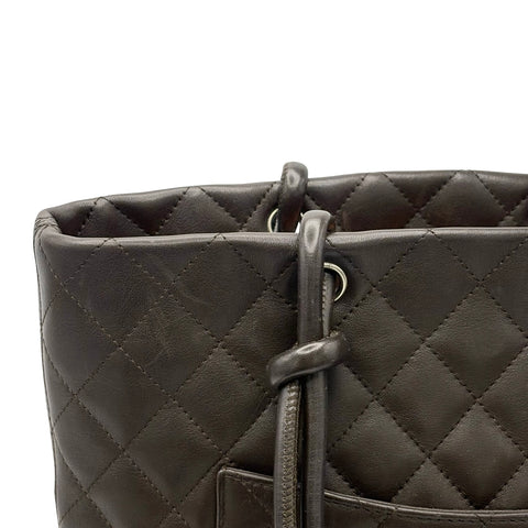 【中古】 CHANEL シャネル CAMBON カンボン トートバッグ 9番台(2004‐2005年) ブラウン レザー 中古 USED バッグ SALE セール