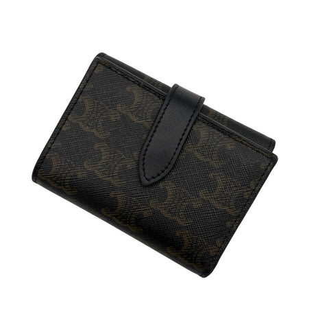 【中古】 CELINE セリーヌ WALLET 三つ折り財布 小物 ブラウン/ブラック トリオンキャンバス×ラムスキン 中古 BROWN×BLACK CANVAS×LAMBSKIN