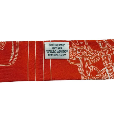 【新品未使用】Hermes エルメス ツイリー＜ブリッド・ドウ・ガラ・アン・フルール＆アイライナー＞ 小物 ヴァニーユ/オレンジ/カーキ 100%シルク 新品 100%SILK