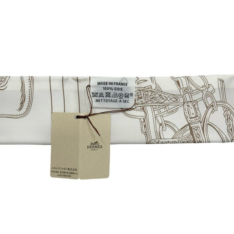 【新品未使用】 Hermes エルメス ツイリー〈ブリッド・ドゥ・ガラ・アン・フルール＆アイライナー〉 小物 ヴェール・アマンド / グレー 100%シルク 新品未使用 100%SILK