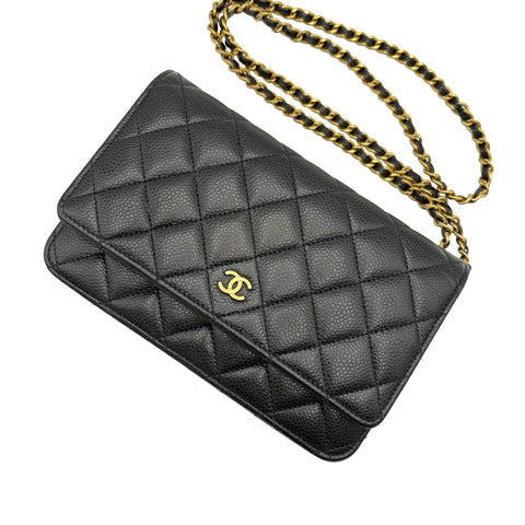【中古】 CHANEL シャネル CHAINWALLET チェーンウォレット チェーンウォレット ランダム番(2021年～) ブラック キャビアスキン 中古 USED バッグ
