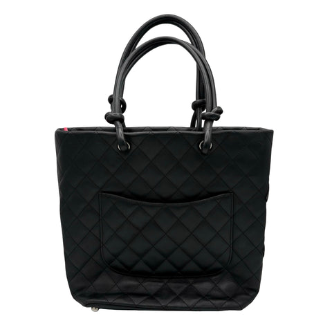 【中古】 CHANEL シャネル CAMBON TOTEBAG カンボンライン トートバッグ 10番台(2005‐2006年) ブラック ラムスキン 中古 USED バッグ