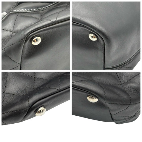 【中古】 CHANEL シャネル CAMBON TOTEBAG カンボンライン トートバッグ 10番台(2005‐2006年) ブラック ラムスキン 中古 USED バッグ