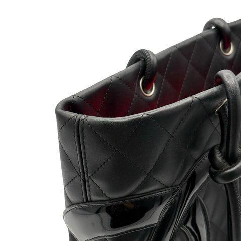 【中古】 CHANEL シャネル CAMBON TOTEBAG カンボンライン トートバッグ 10番台(2005‐2006年) ブラック ラムスキン 中古 USED バッグ