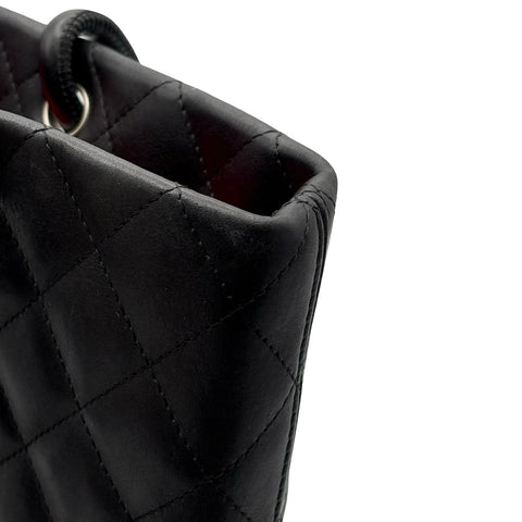 【中古】 CHANEL シャネル CAMBON TOTEBAG カンボンライン トートバッグ 10番台(2005‐2006年) ブラック ラムスキン 中古 USED バッグ