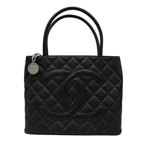 【中古】 CHANEL シャネル 復刻TOTEBAG 復刻トート トートバッグ 6番台(2000‐2001年) ブラック キャビアスキン ヴィンテージ 中古 USED バッグ