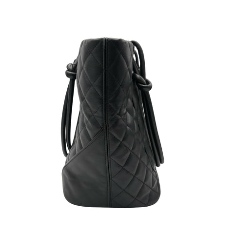 【中古】 CHANEL シャネル CAMBON TOTEBAG カンボンライン トートバッグ 16番台(2012‐2013年) ブラック ラムスキン 中古 USED バッグ