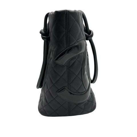 【中古】 CHANEL シャネル CAMBON TOTEBAG カンボンライン トートバッグ 16番台(2012‐2013年) ブラック ラムスキン 中古 USED バッグ