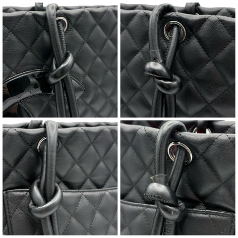 【中古】 CHANEL シャネル CAMBON TOTEBAG カンボンライン トートバッグ 16番台(2012‐2013年) ブラック ラムスキン 中古 USED バッグ