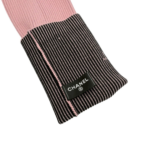 【美品】 CHANEL シャネル LEG WARMER レッグウォーマー 小物 ピンク/ブラック 66%ビスコース 31％ポリエステル 2％ポリアミド 美品
