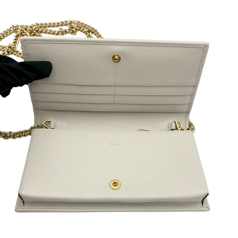 【美品】 GUCCI グッチ HORSEBIT CHAINWALLET ホースビット チェーンウォレット ベージュ系 キャンバス×レザー 中古 USED バッグ