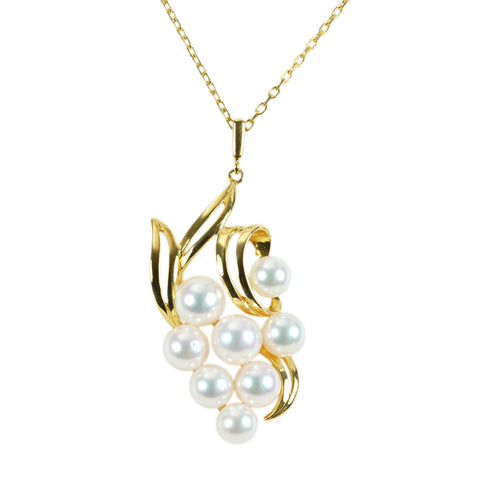 【中古】MIKIMOTO ミキモト K18YG AKOYA PEARL NECKLACE パールペンダントネックレス P4.9-6.0mm 6.2g USED