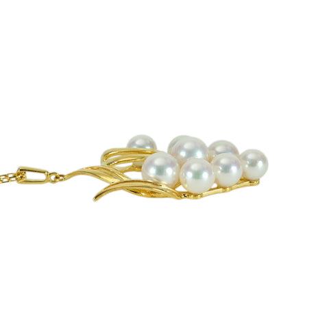 【中古】MIKIMOTO ミキモト K18YG AKOYA PEARL NECKLACE パールペンダントネックレス P4.9-6.0mm 6.2g USED