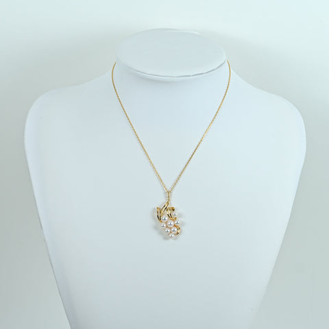 【中古】MIKIMOTO ミキモト K18YG AKOYA PEARL NECKLACE パールペンダントネックレス P4.9-6.0mm 6.2g USED